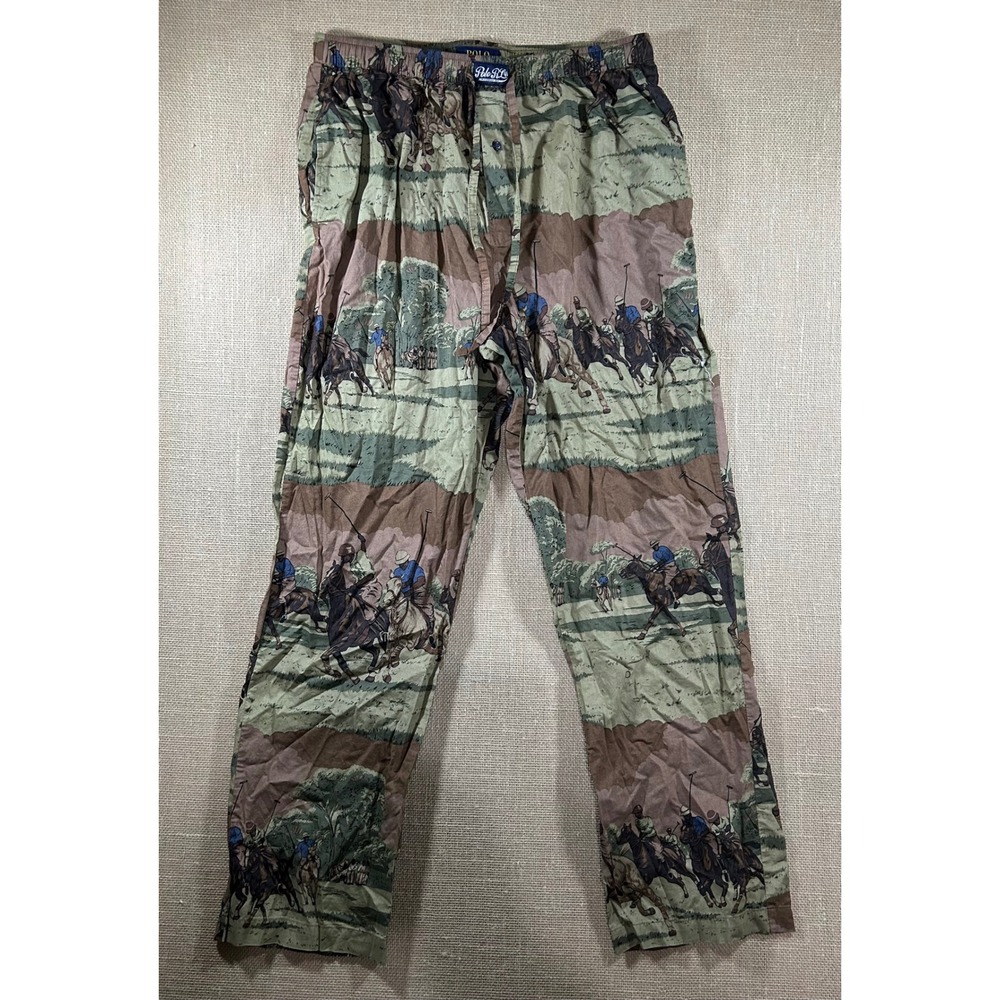 Polo‎ Ralph Lauren Mens Large Pajama Pants Equestrian Polo Match Print Cotton L